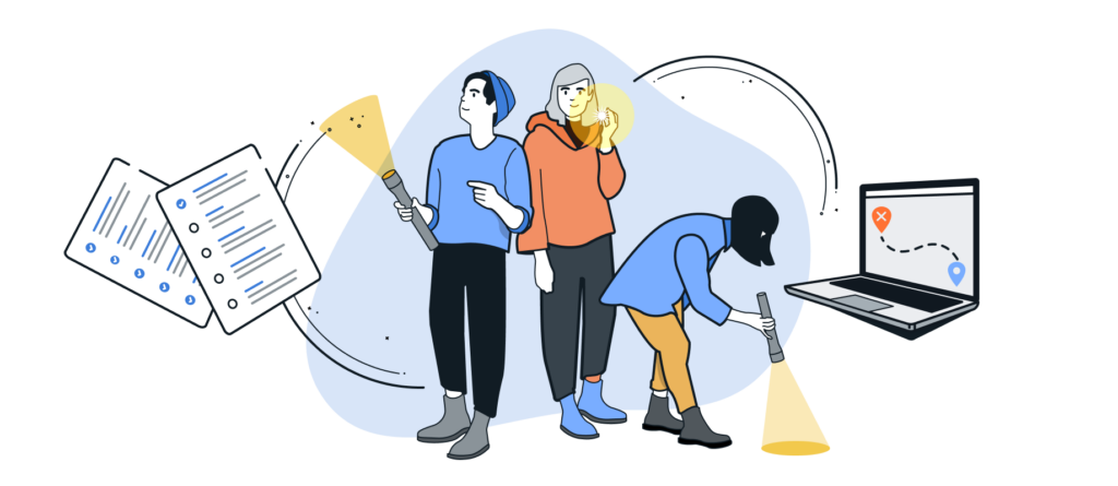 Grafische Darstellung der Analyse von Nutzerbedürfnissen, Anforderungen und digitalen Nutzungsszenarien.
