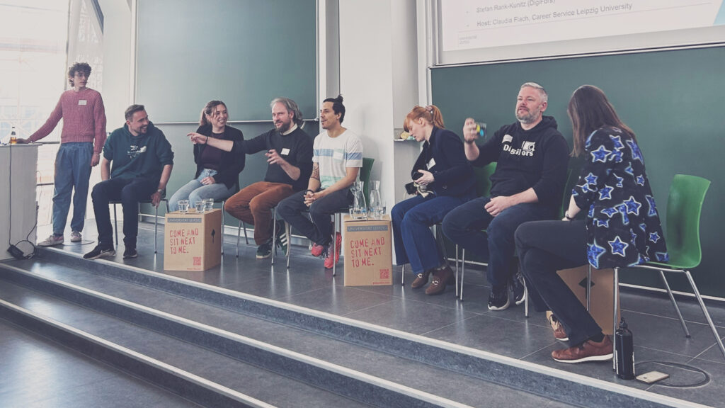 A discussion among several participants at an event.