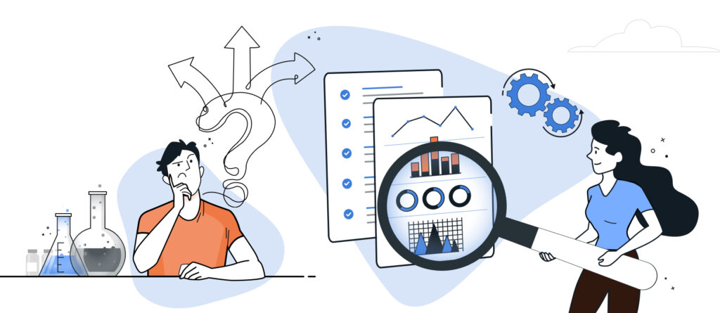 Graphical representation of business intelligence and data analysis, including the visualization of key metrics, process optimization, and data-driven decision-making.